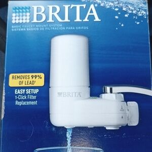 Brita White Faucet Mount Water Filter with Blue Packaging